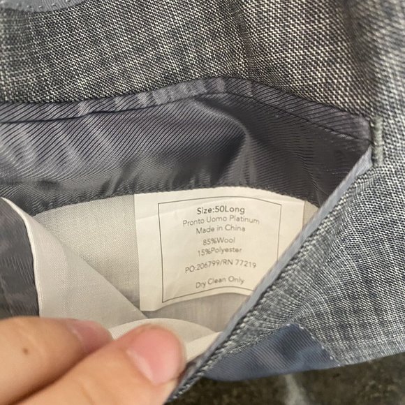 Pronto Uomo Platinum Wool Blend Gray Double Vented Blazer Sport Jacket Size 50L - Picture 3 of 4